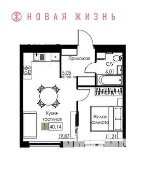 1-к квартира, вторичка, 40м2, 2/8 этаж