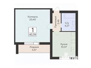 1-к квартира, вторичка, 40м2, 12/15 этаж