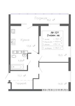 2-к квартира, вторичка, 66м2, 18/20 этаж