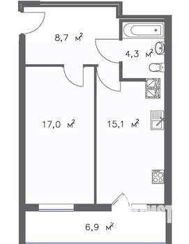1-к квартира, строящийся дом, 50м2, 4/20 этаж