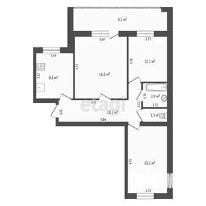 3-к квартира, вторичка, 61м2, 1/10 этаж