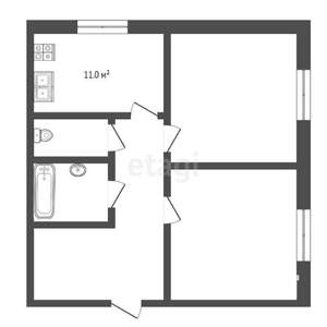 2-к квартира, вторичка, 60м2, 6/6 этаж