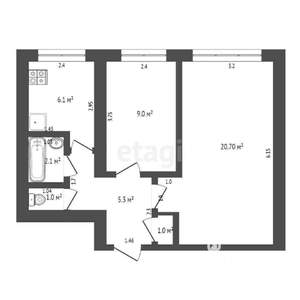 2-к квартира, вторичка, 40м2, 1/5 этаж