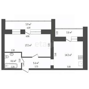 1-к квартира, вторичка, 41м2, 11/12 этаж
