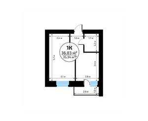 1-к квартира, вторичка, 37м2, 13/18 этаж