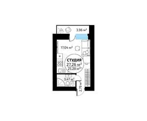 Студия квартира, вторичка, 27м2, 1/18 этаж