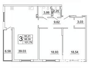 3-к квартира, строящийся дом, 102м2, 4/27 этаж