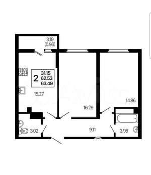 2-к квартира, вторичка, 64м2, 12/24 этаж