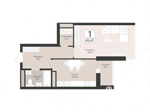 1-к квартира, вторичка, 45м2, 5/17 этаж