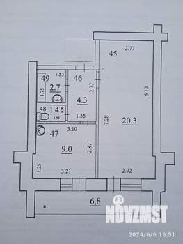 1-к квартира, вторичка, 45м2, 3/10 этаж