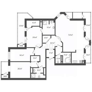 4-к квартира, вторичка, 216м2, 21/26 этаж