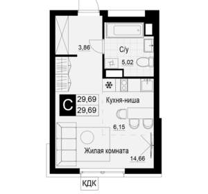 Студия квартира, вторичка, 30м2, 5/19 этаж