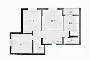 3-к квартира, сданный дом, 80м2, 2/24 этаж