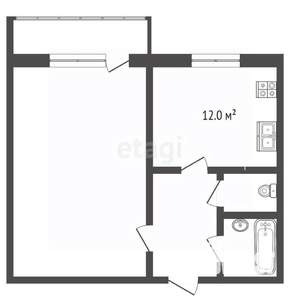 1-к квартира, вторичка, 39м2, 3/9 этаж