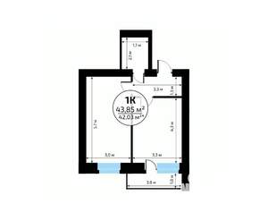 1-к квартира, вторичка, 44м2, 12/18 этаж