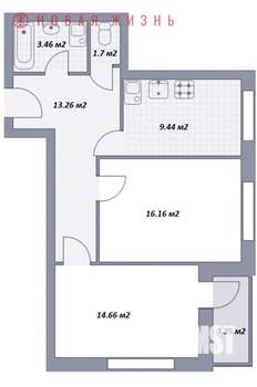 2-к квартира, сданный дом, 61м2, 20/28 этаж