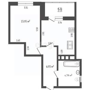 1-к квартира, вторичка, 44м2, 2/20 этаж