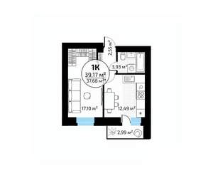 1-к квартира, вторичка, 39м2, 16/18 этаж