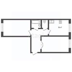 2-к квартира, вторичка, 50м2, 1/3 этаж