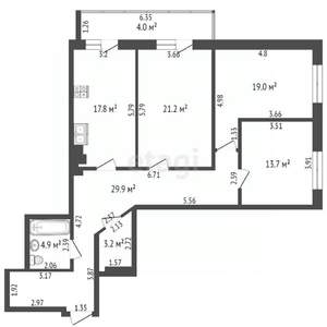 3-к квартира, вторичка, 118м2, 5/22 этаж