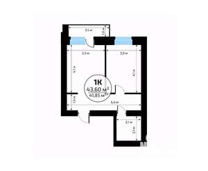 1-к квартира, вторичка, 44м2, 8/18 этаж