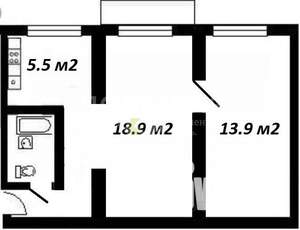 2-к квартира, вторичка, 44м2, 2/5 этаж
