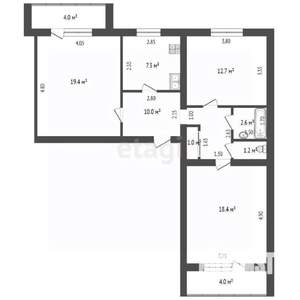 3-к квартира, вторичка, 73м2, 1/5 этаж