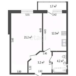 1-к квартира, вторичка, 45м2, 8/16 этаж