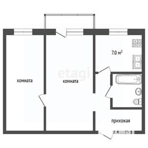 2-к квартира, вторичка, 42м2, 4/5 этаж