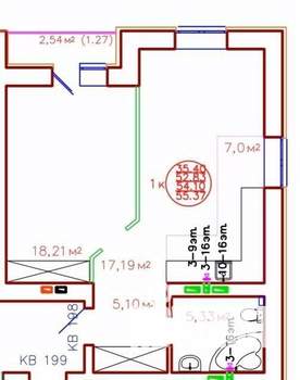 1-к квартира, вторичка, 54м2, 15/19 этаж