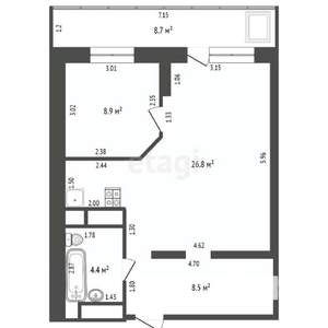 1-к квартира, вторичка, 61м2, 23/23 этаж