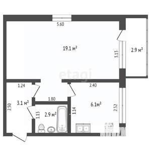 1-к квартира, вторичка, 32м2, 5/5 этаж