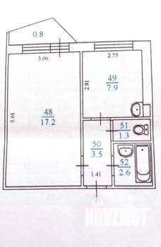 1-к квартира, вторичка, 34м2, 6/9 этаж