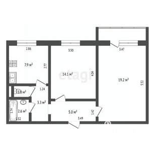 2-к квартира, вторичка, 53м2, 6/10 этаж