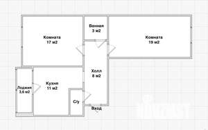 2-к квартира, вторичка, 60м2, 5/11 этаж