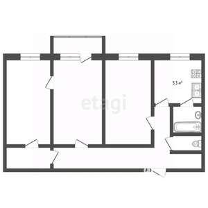 3-к квартира, вторичка, 58м2, 5/5 этаж