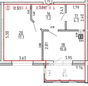1-к квартира, сданный дом, 45м2, 4/16 этаж