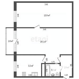 2-к квартира, вторичка, 44м2, 3/5 этаж