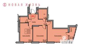 2-к квартира, строящийся дом, 66м2, 12/21 этаж