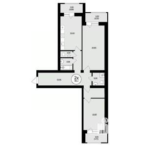2-к квартира, вторичка, 87м2, 8/8 этаж