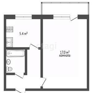 1-к квартира, вторичка, 33м2, 5/5 этаж
