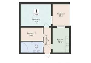 1-к квартира, строящийся дом, 60м2, 5/16 этаж