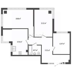 3-к квартира, вторичка, 86м2, 1/8 этаж
