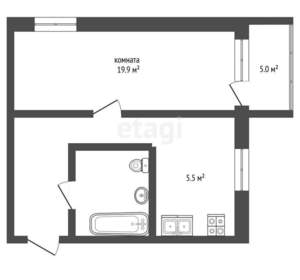 1-к квартира, вторичка, 30м2, 2/5 этаж