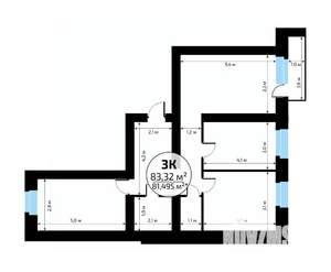 3-к квартира, вторичка, 83м2, 12/18 этаж
