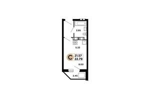 Студия квартира, вторичка, 22м2, 2/25 этаж