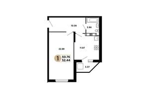 1-к квартира, вторичка, 51м2, 24/25 этаж