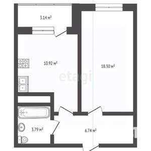 1-к квартира, вторичка, 41м2, 19/26 этаж