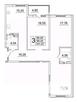 3-к квартира, строящийся дом, 102м2, 5/27 этаж
