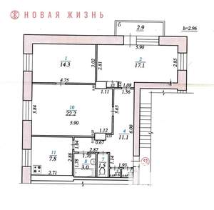 3-к квартира, вторичка, 79м2, 3/5 этаж